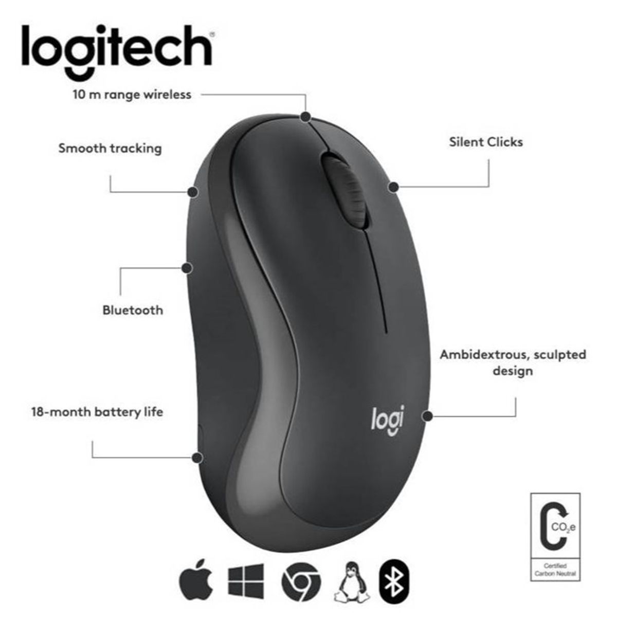 LOGITECH - MOUSE LOGITECH M240 SILENT WIRELESS BT BLACK