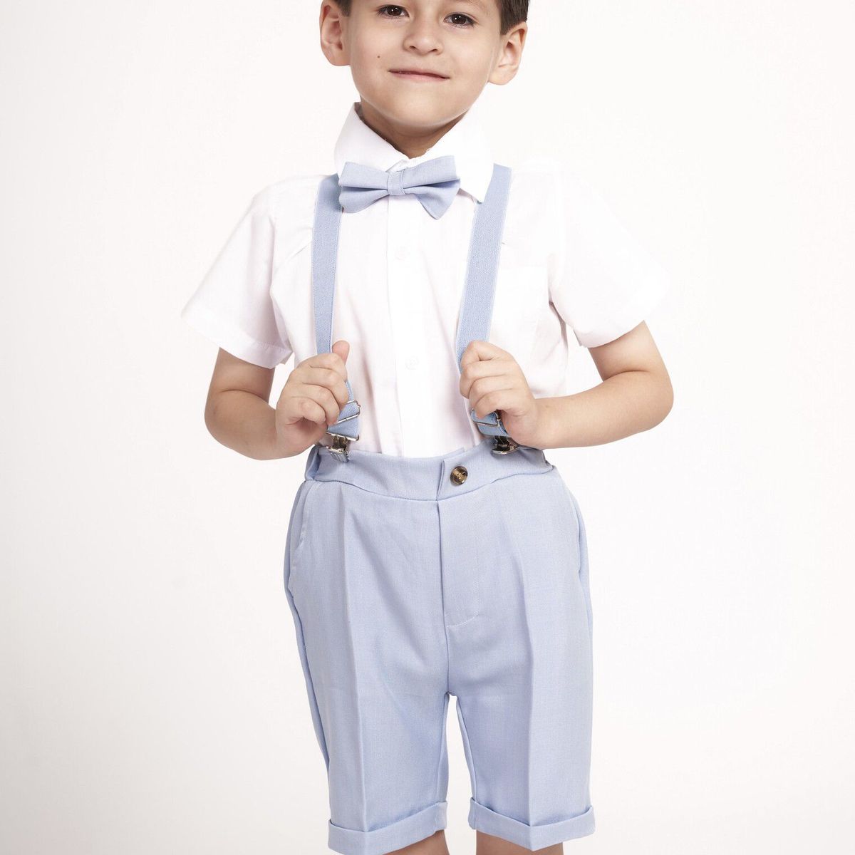 GENERICO - Conjunto traje formal tirantes celeste niño