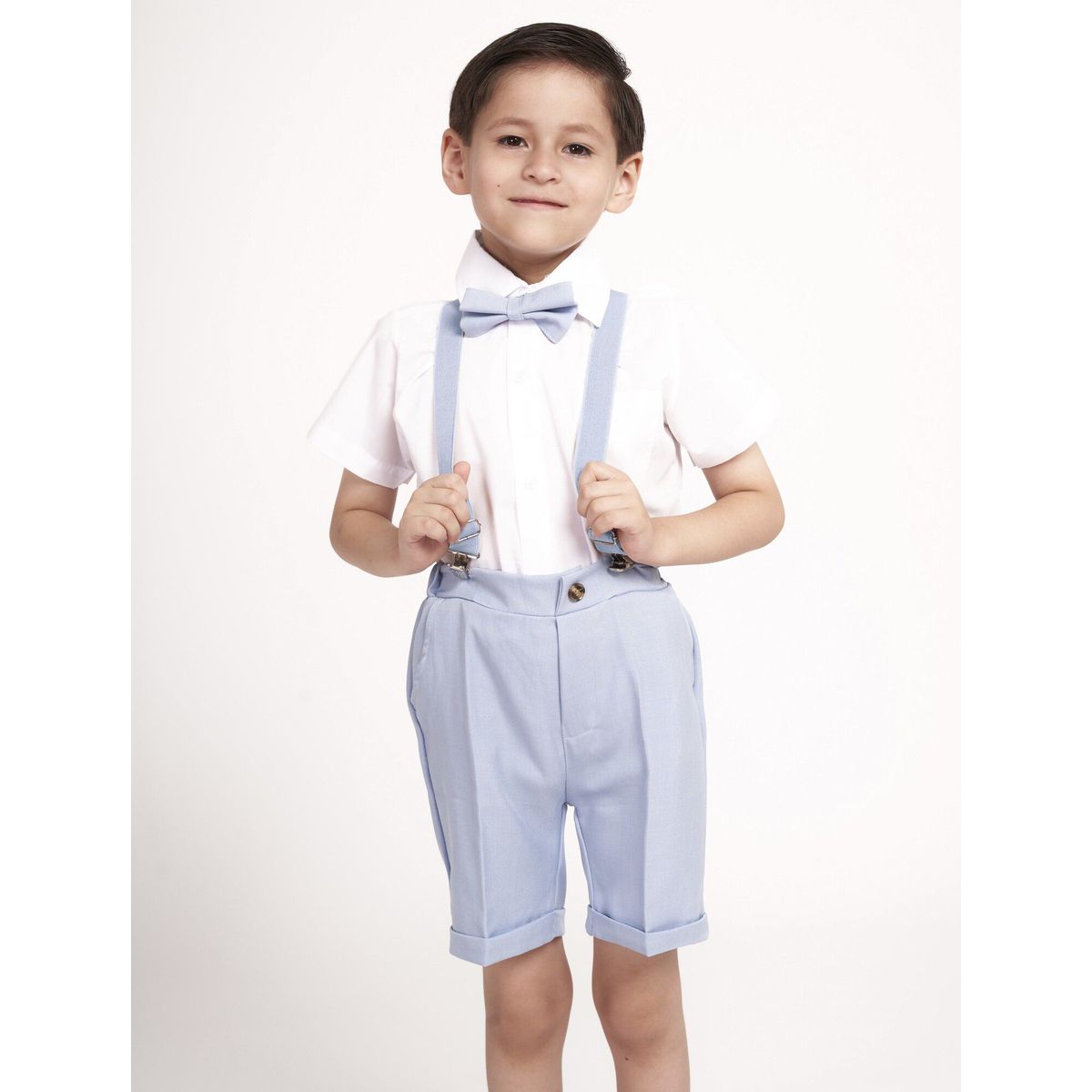 GENERICO - Conjunto traje formal tirantes celeste niño