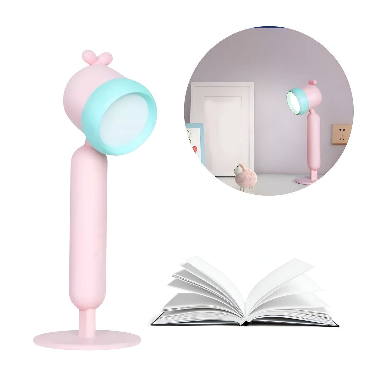 ELMEJORPRECIO - Lámpara Para Niños Recargable Táctil De Escritorio Rosado