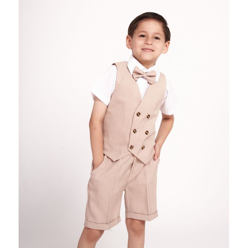GENERICO - Conjunto traje formal short beige niño