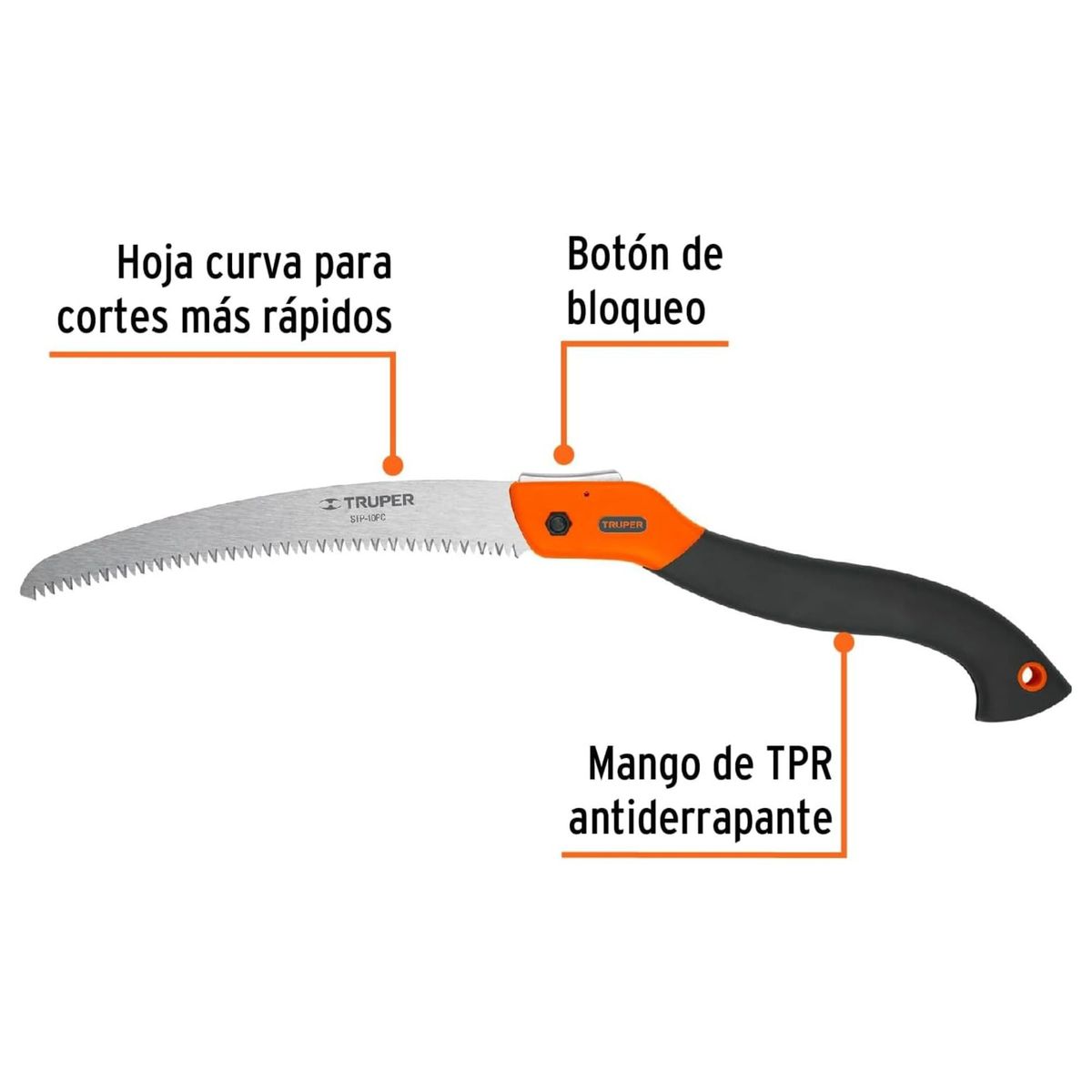 TRUPER - Serrucho de poda plegable 25 cm, profesional truper