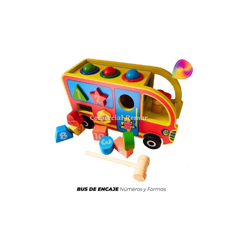 GENERICO - Juguete Didáctico Bus de Encaje con Números