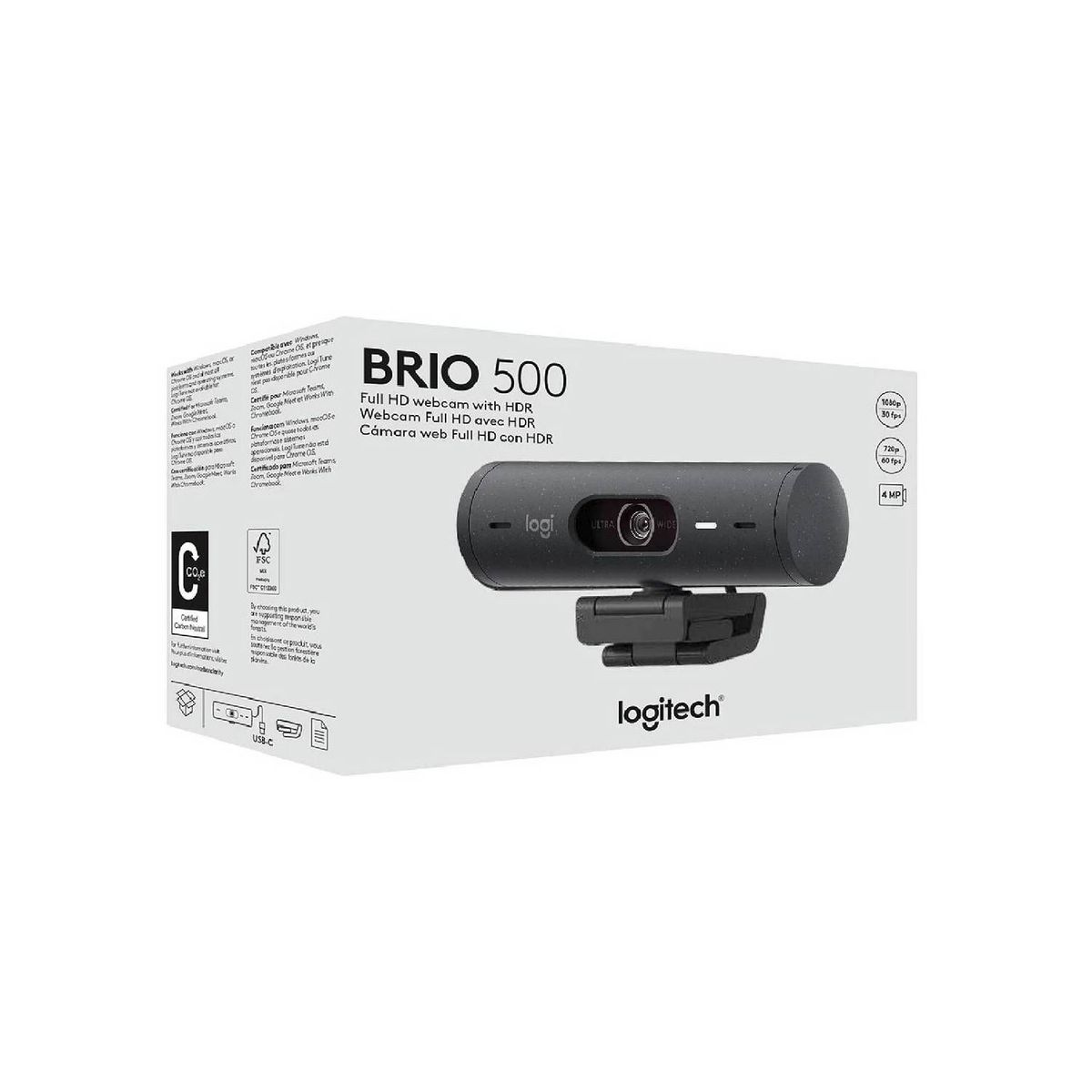 LOGITECH - Camara Web Logitech Brio 500 Grafito