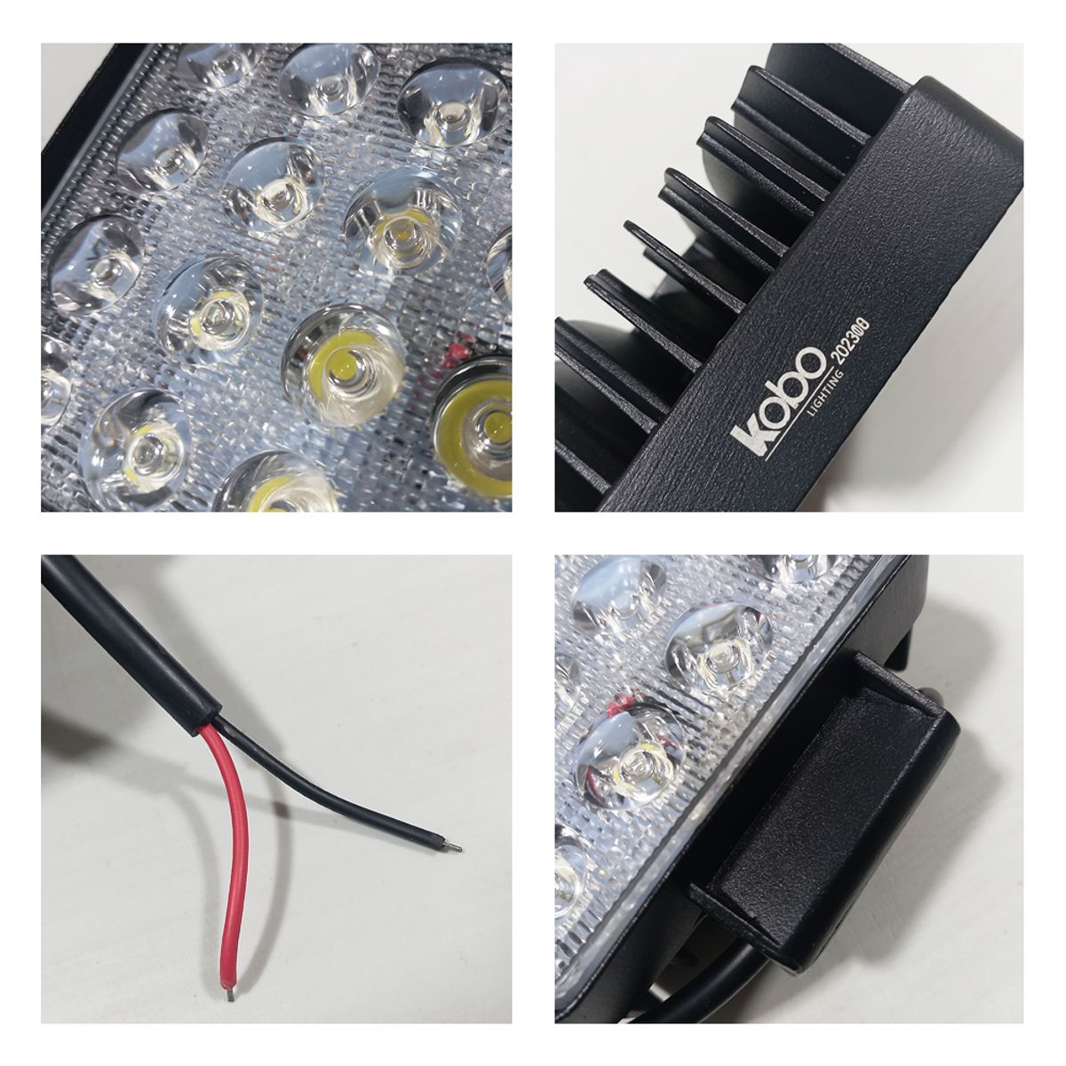 GENERICO - Faro Led Cuadrado Blanco 16 Led 48w 12/24v Auto Camión Bus