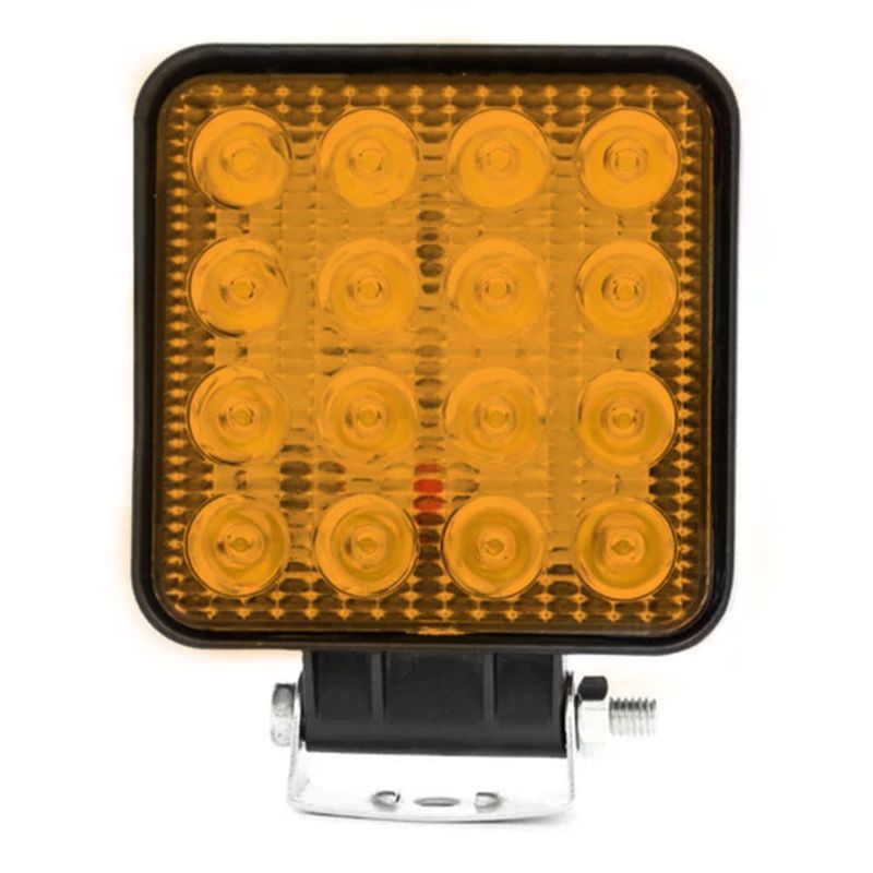 GENERICO - Faro Led Cuadrado Amarillo 16 Led 48w 12/24v Auto Camión Bus