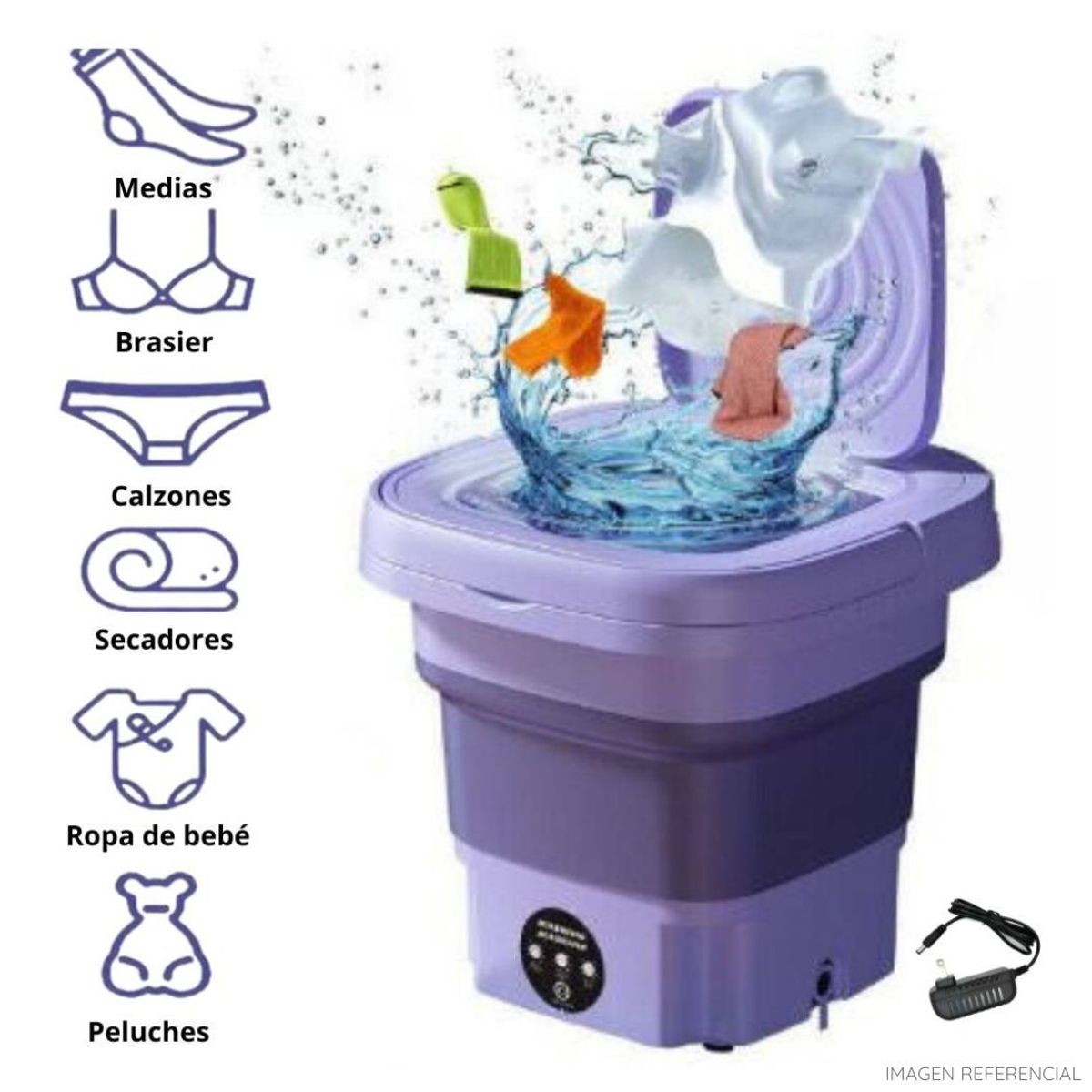 INSPIRA MARKET - Mini lavadora de ropa portátil compacto plegable