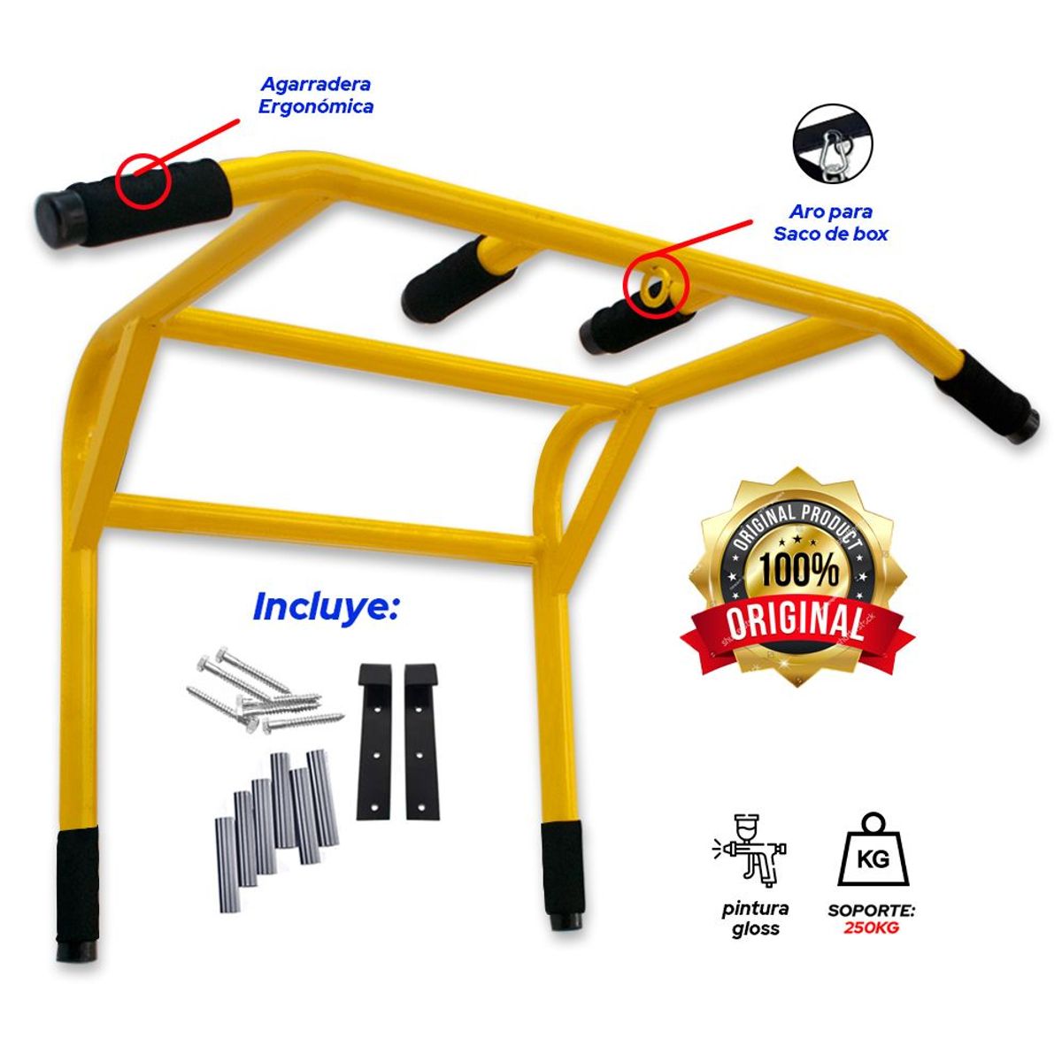 HOLGU - Barra multifuncional 2 en 1 PREMIUM soporte 200kg- yellow