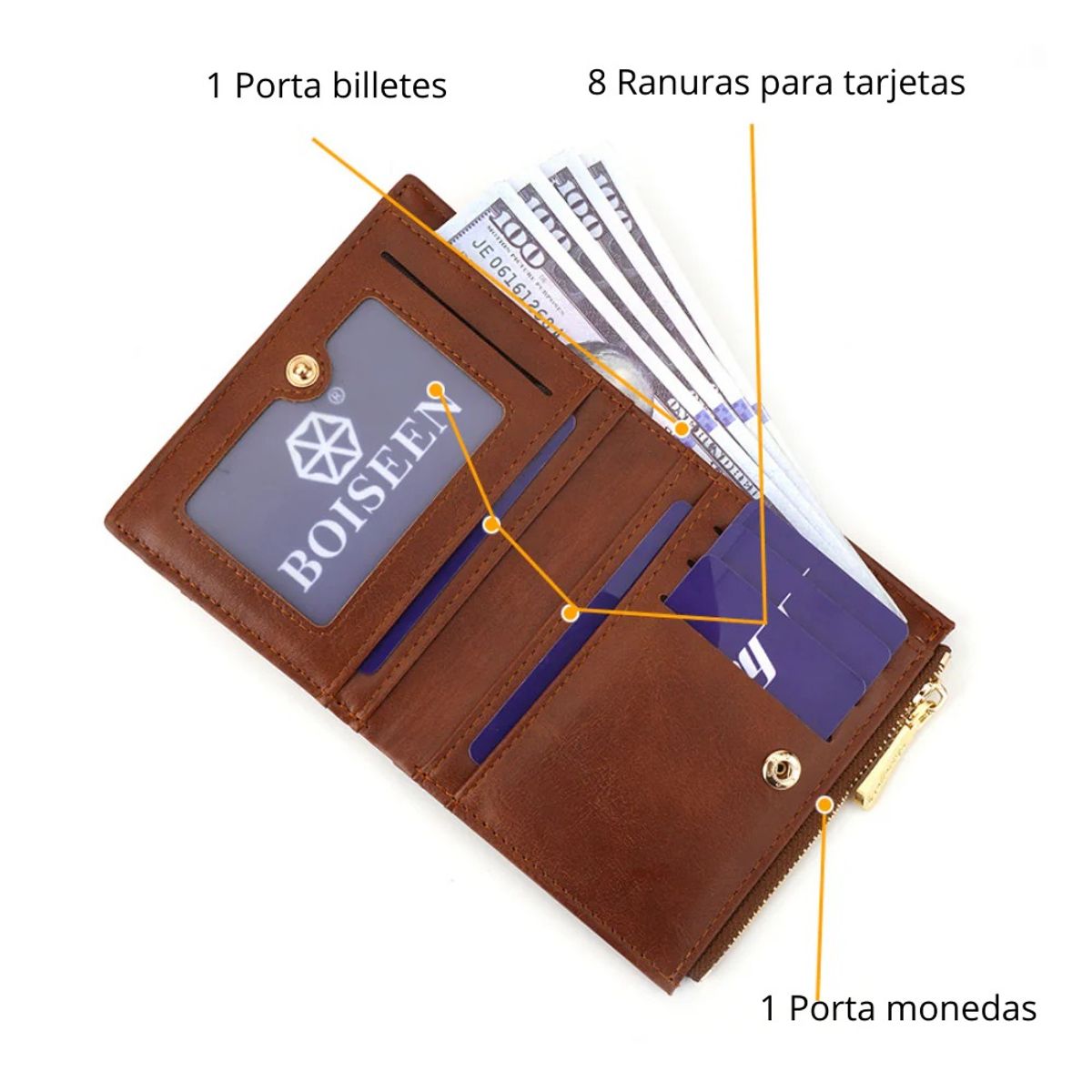 BAELLERRY - Moderna billetera de cuero vegano PU DR101