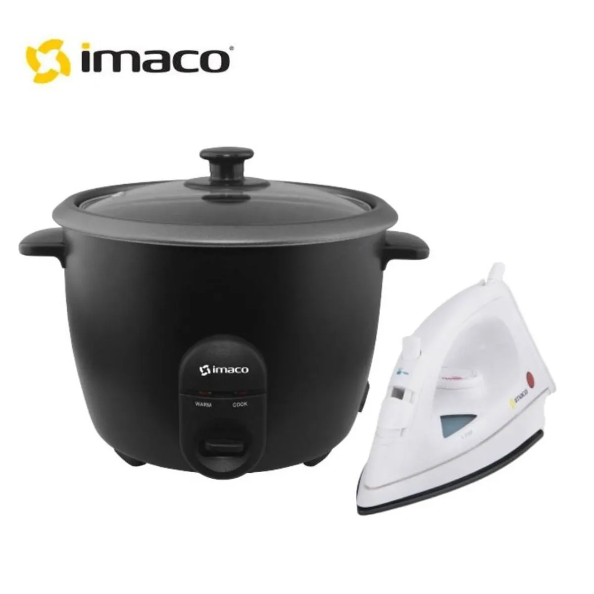 IMACO - COMBO IMACO OLLA ARROCERA 18L NEGRA  PLANCHA ETA10 CON VAPOR