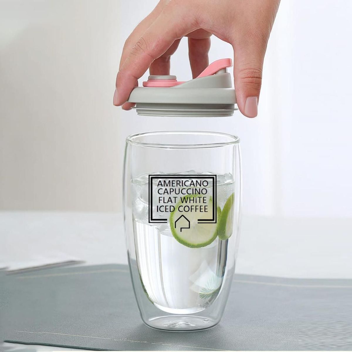 IMPORTADO MC - Vaso Doble Pared 450ml con Tapa Rosado