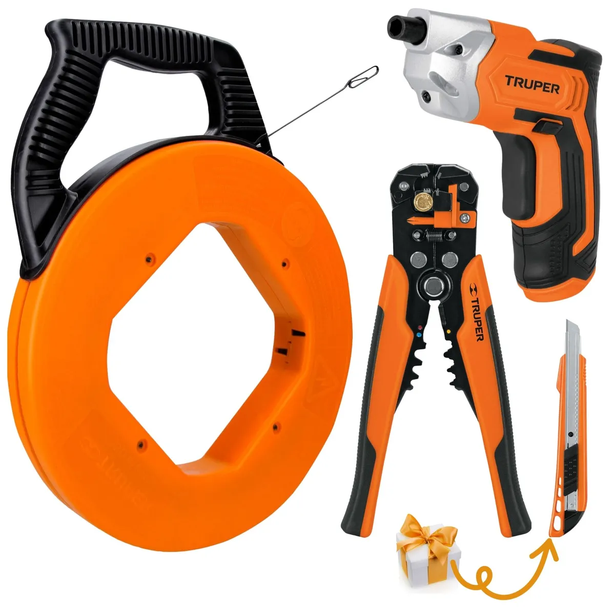 TRUPER - Wincha Pasacables 15m destornillador inalámbrico pelacable PROFESIONAL