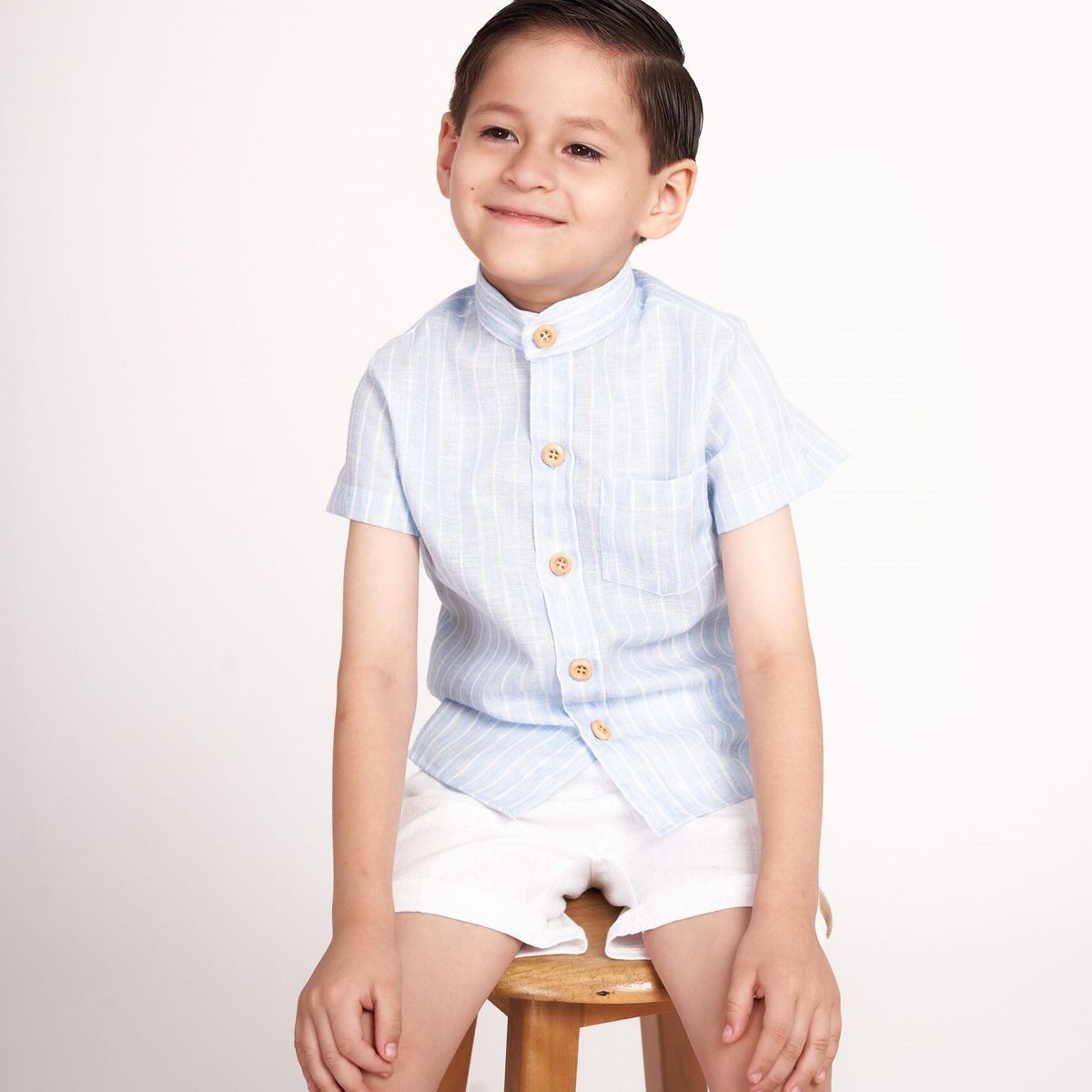 GENERICO - Camisa de lino celeste