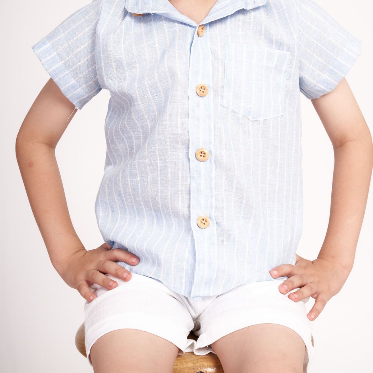 GENERICO - Camisa de lino celeste