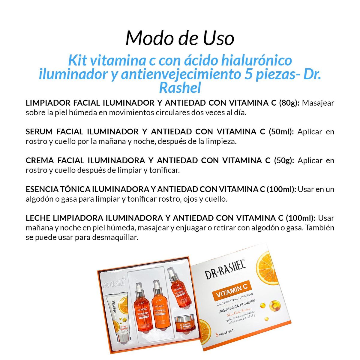 GENERICO - Kit vitamina c con ácido hialurónico iluminador y antienvejecimiento