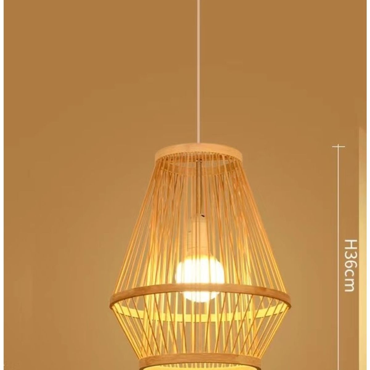 GENERICO - Lámpara colgante moderna de jaula de bambú
