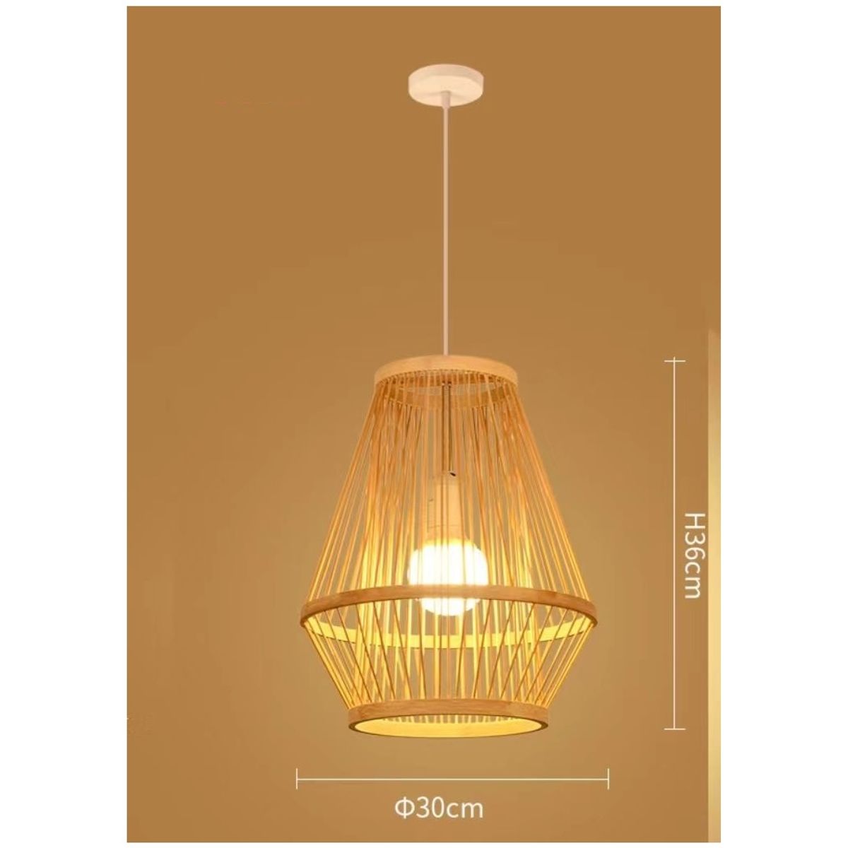 GENERICO - Lámpara colgante moderna de jaula de bambú