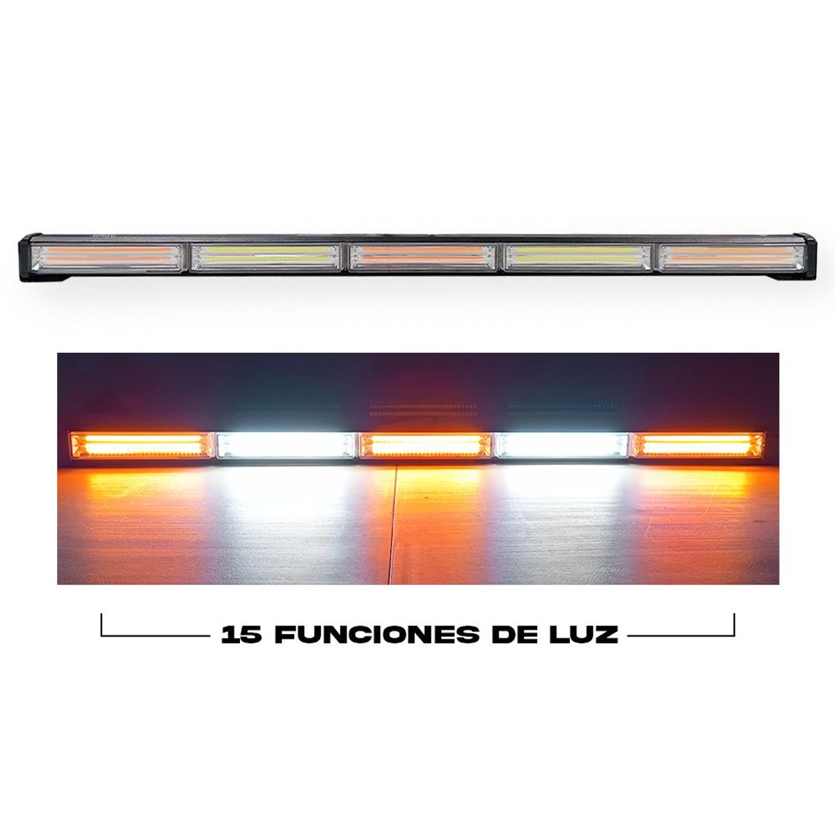 GENERICO - Barra Led de Emergencia Luz BlancoAmbar 75w Con Switch