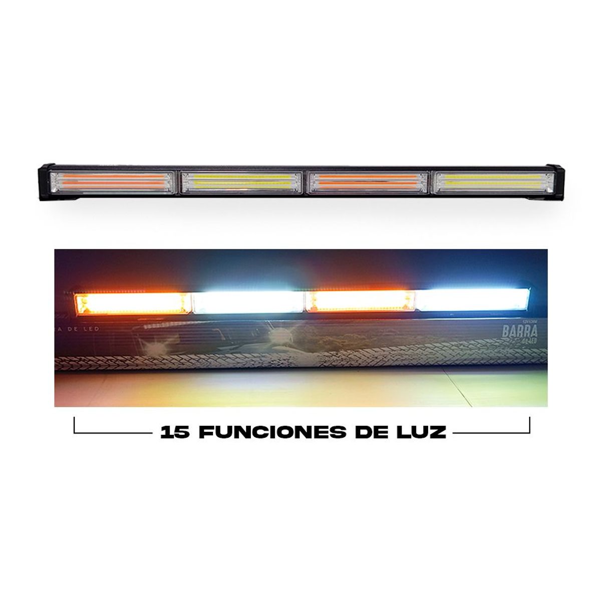 GENERICO - Barra Led de Emergencia Luz BlancoAmbar 60w Con Switch