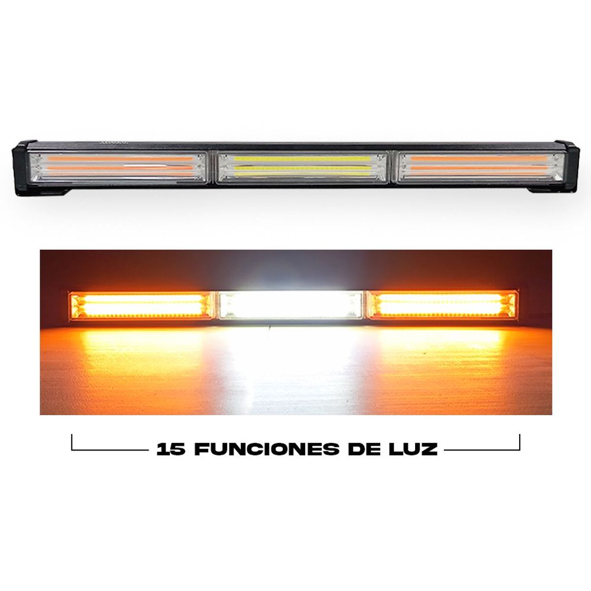 GENERICO - Barra Led de Emergencia Luz BlancoAmbar 45w Con Switch