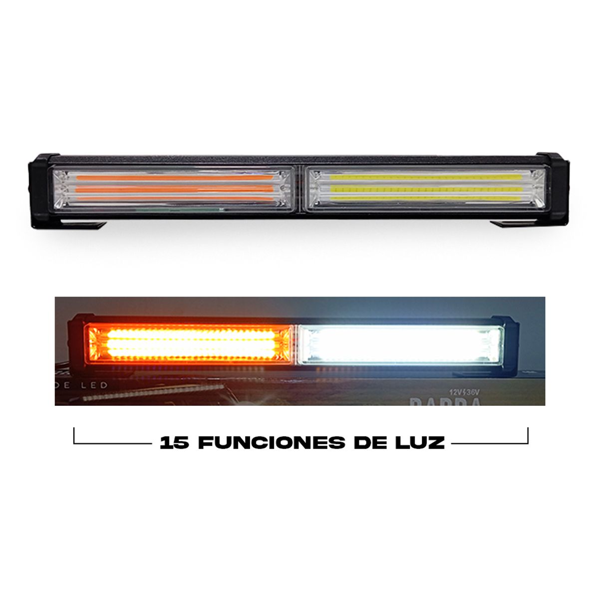GENERICO - Barra Led de Emergencia Luz BlancoAmbar 30w Con Switch Auto