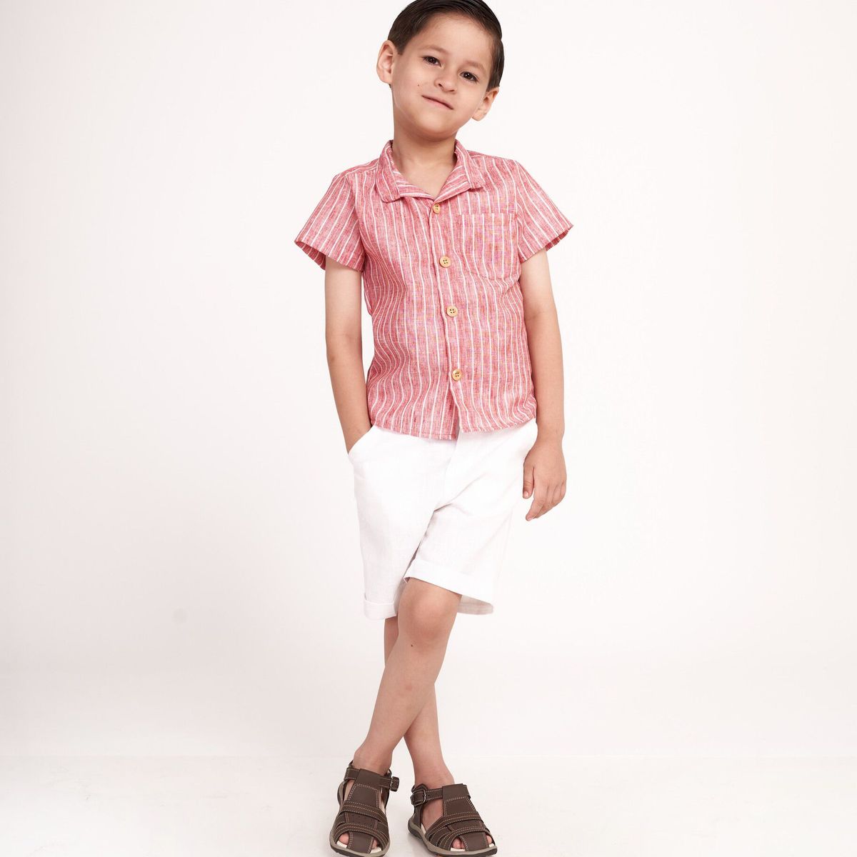 GENERICO - Camisa de lino rojo