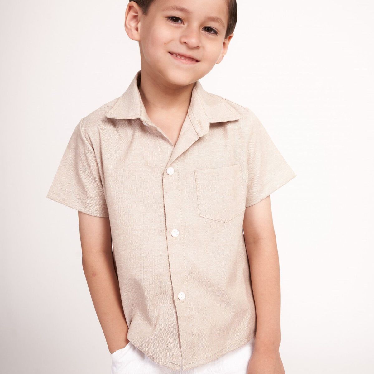 GENERICO - Camisa de lino beige