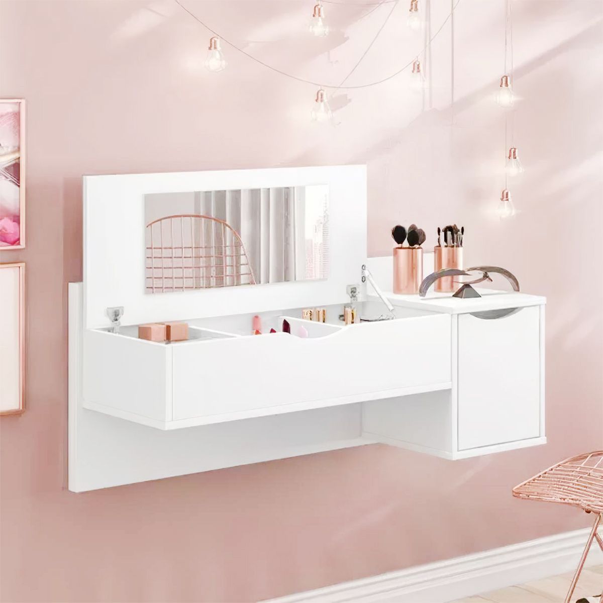 GENERICO - Tocador Con Espejo Flotante Fuyu Armado - Gaudi