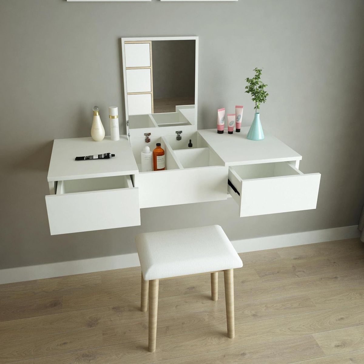 GENERICO - Tocador Con Espejo Flotante Kaori Armado - Gaudi