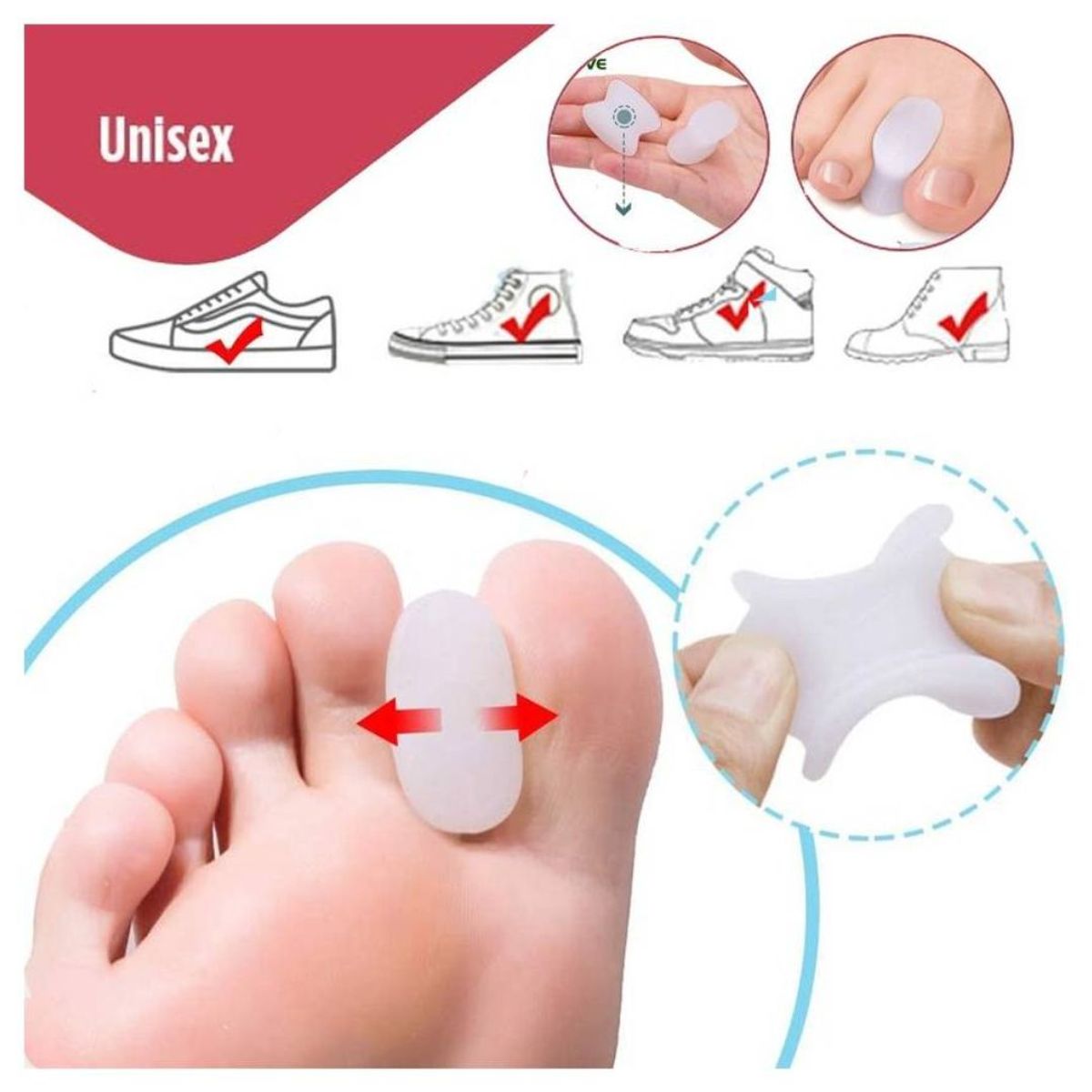 GENERICO - Gel separador de dedo del pie alivio para juanete