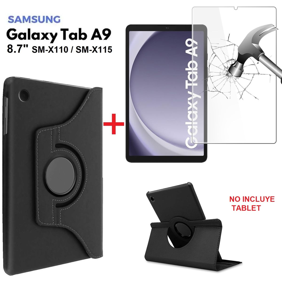 GENERICO - Funda Giratoria + Mica Vidrio para Samsung Tab A9 8.7" 2023 SM-X110