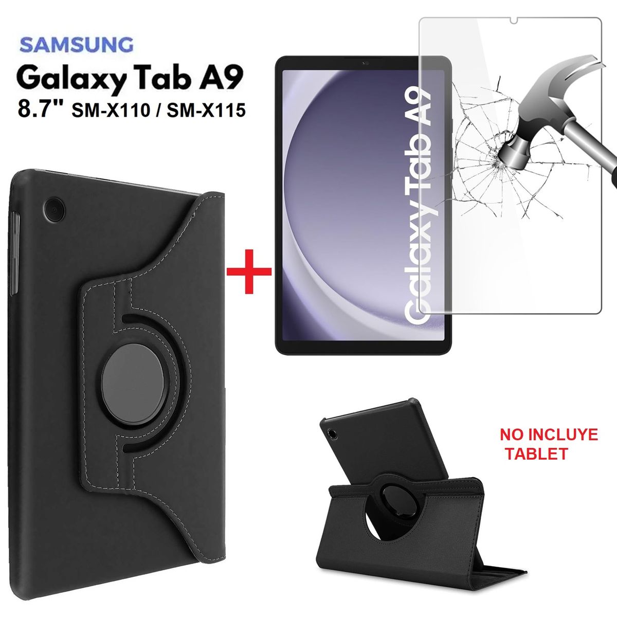 GENERICO - Funda Giratoria + Mica Vidrio para Samsung Tab A9 8.7" 2023 SM-X110