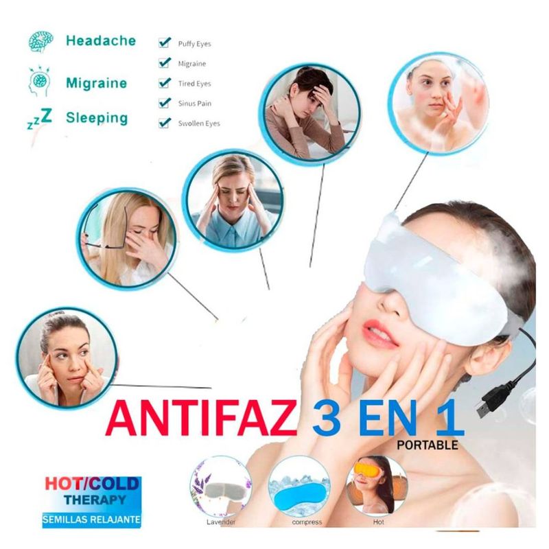 GENERICO - Antifaz Calefactor Compresa Aromática de Gel Frio y Calor para Ojeras