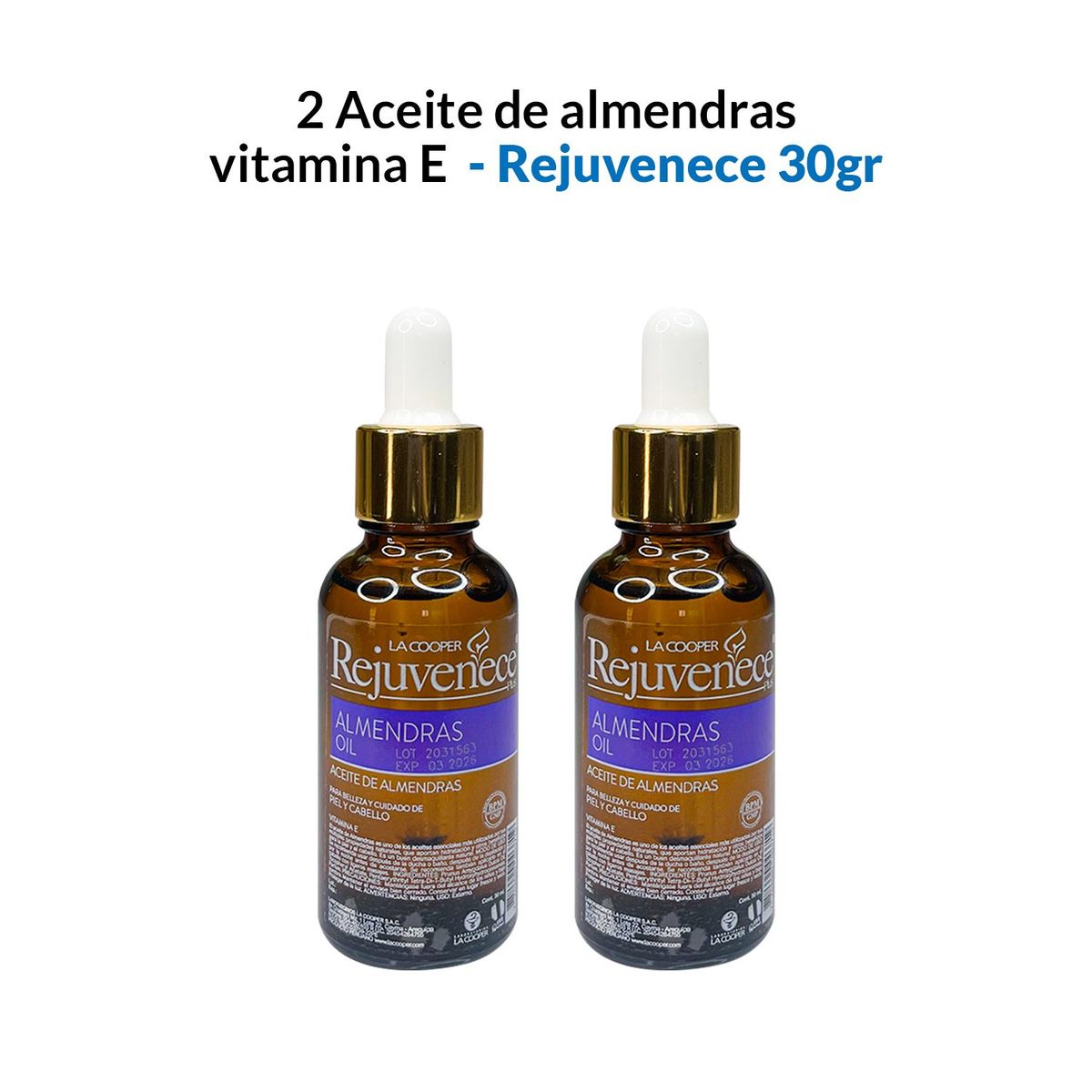 GENERICO - 2 Aceite de almendras Vitamina E 30ml - Rejuvenece