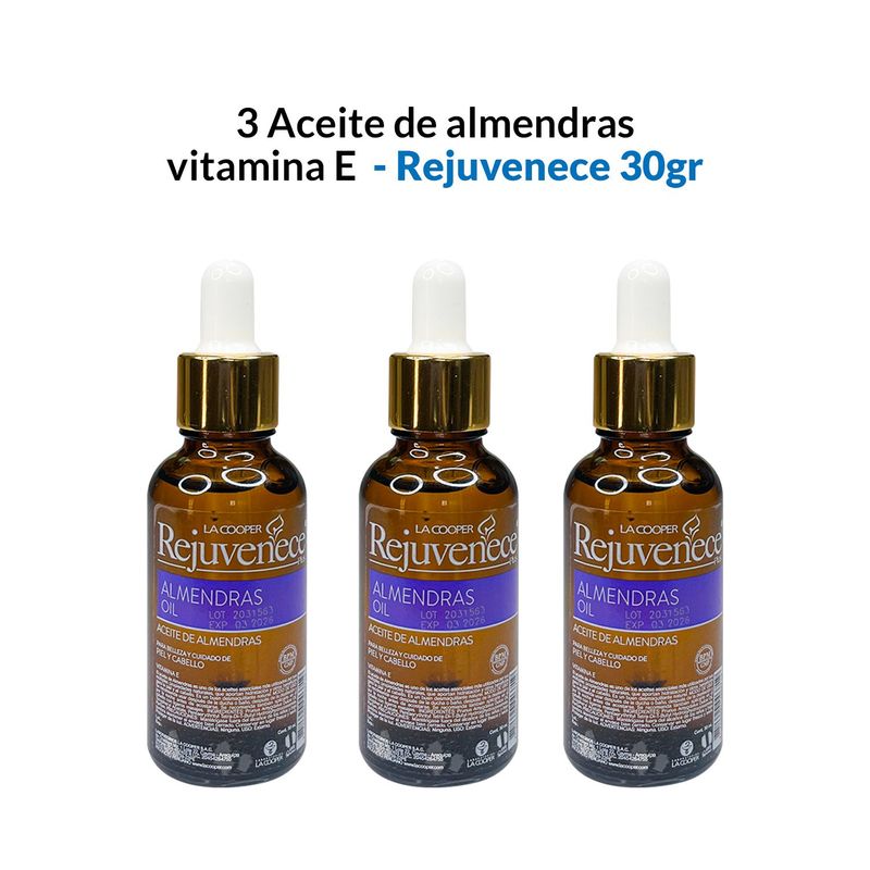 GENERICO - 3 Aceite de almendras Vitamina E 30ml - Rejuvenece