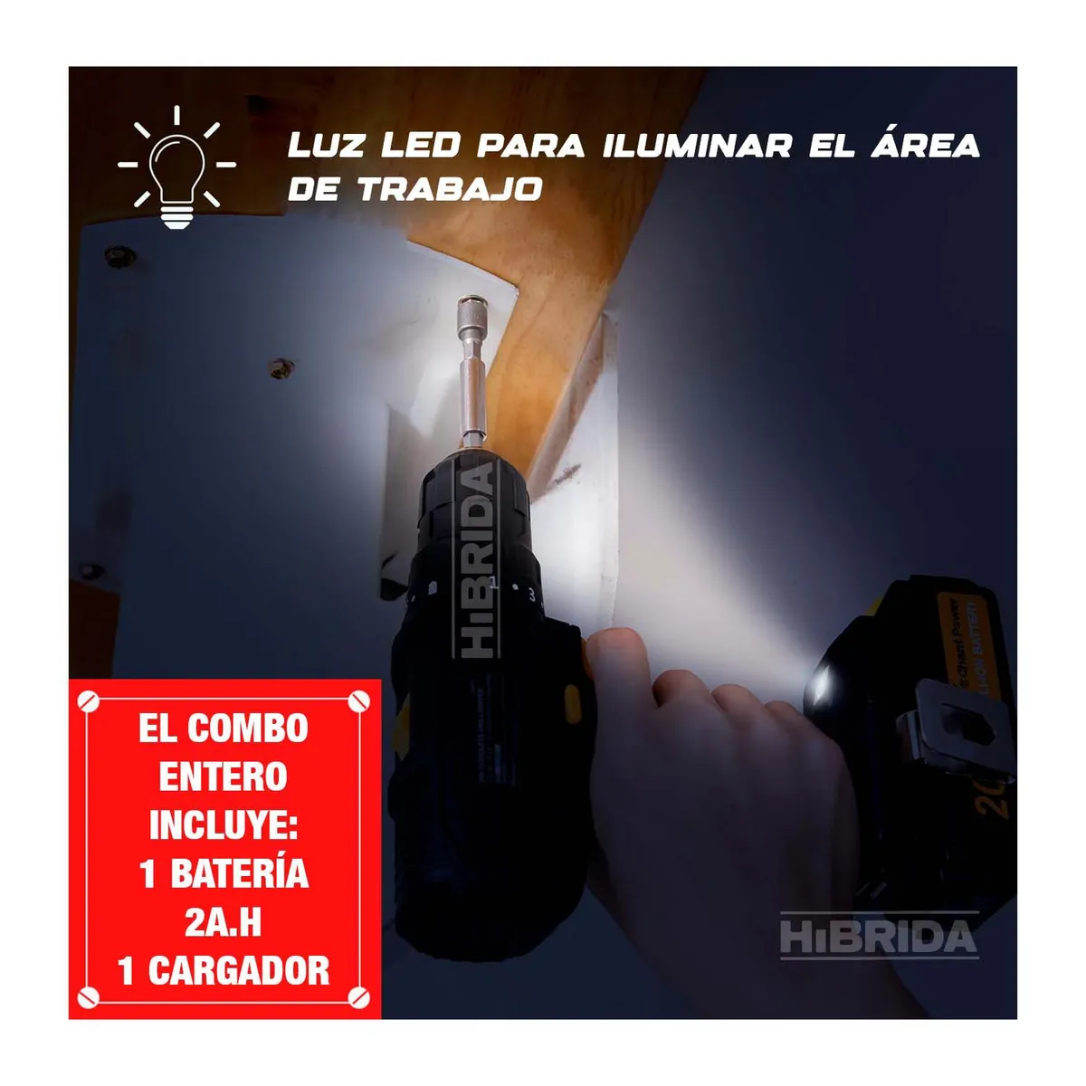 TOTAL TOOLS - Taladro Atornillador Inalambrico 20v + 21 Piezas Total Tools