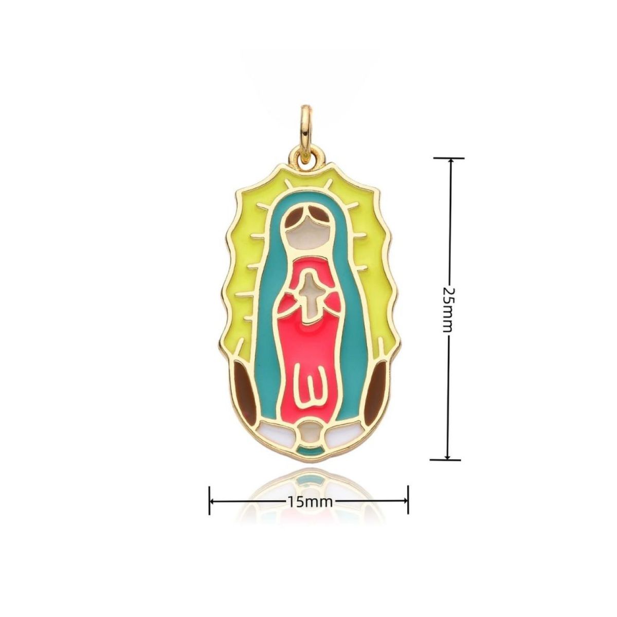 SANTORAL - Dije Virgen de Guadalupe y Cadena Dorado - Metal