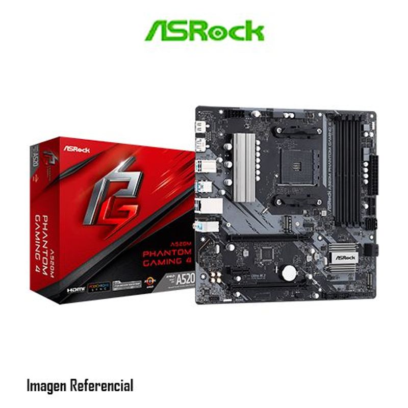 ASROCK - PLACA MADRE ASROCK A520M PHANTOM GAMING 4 AMD4 P/N: 90-MXBEK0-A0UAYZ
