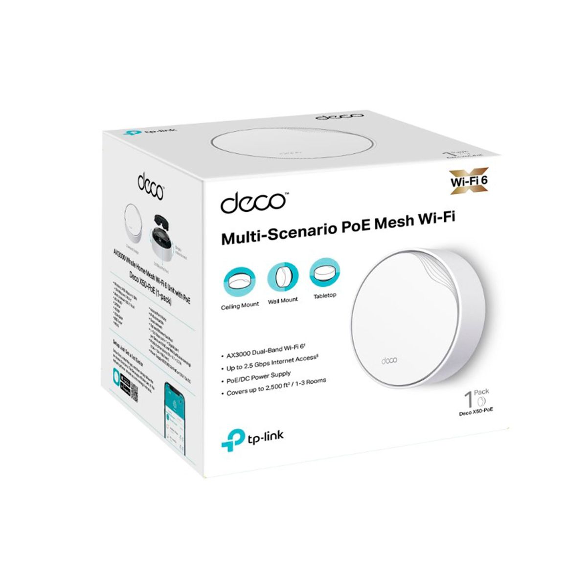 TP LINK - ACCESS POINT TP-LINK DECO X50 POE 1PACK V1 AX3000 P/N: DECO X50-POE-1