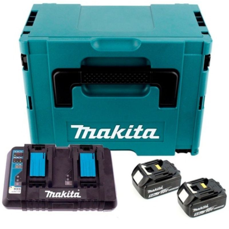 MAKITA - Set 2 Bat 18V LXT 5.0 Ah + Cargador Doble + MakPac Makita 197629-2
