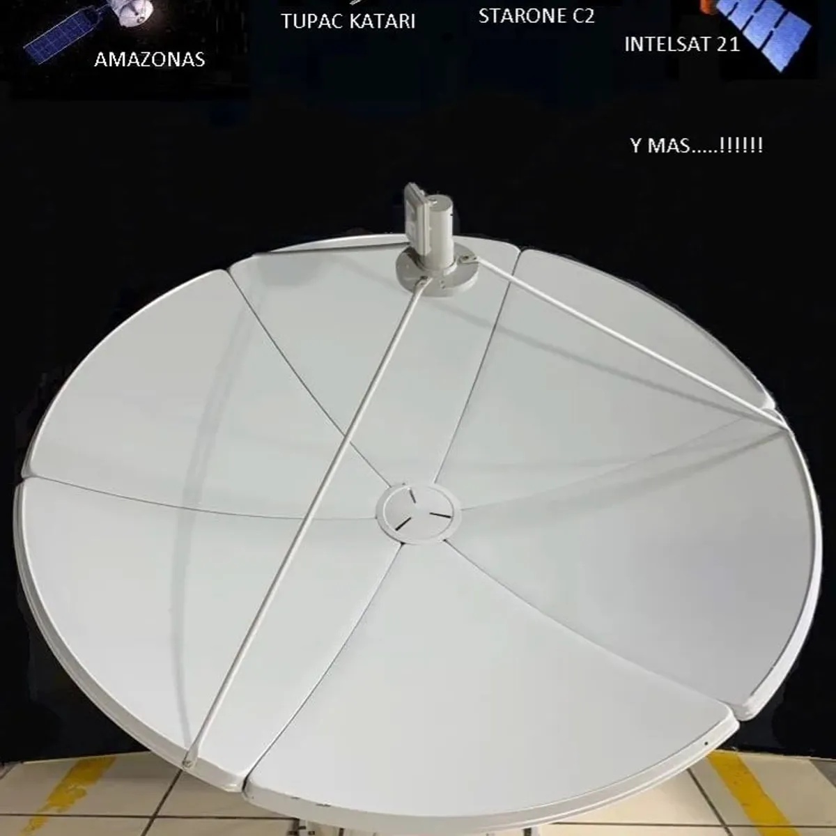 RST - ANTENA PARABOLICA SATELITAL 180CM 6 PETALOS FOCO CENTRAL BASE CIRCULAR