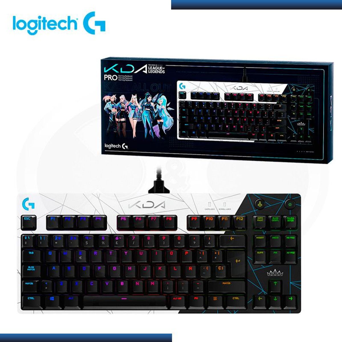 LOGITECH - Teclado gamer logitech g pro kda rgb lightsync  con swicth gx White
