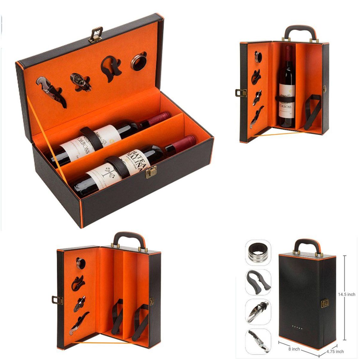 GENERICO - Porta Vino de Cuero de Pu 2 Botellas