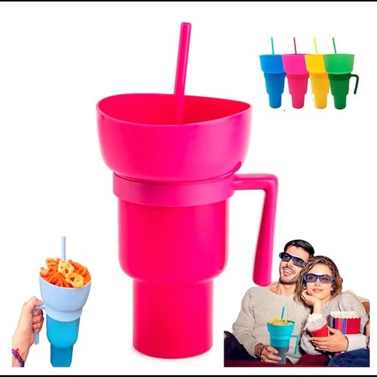 GENERICO - VASO 2 EN 1 PARA BEBIDAS Y SNACKS BOTANERO
