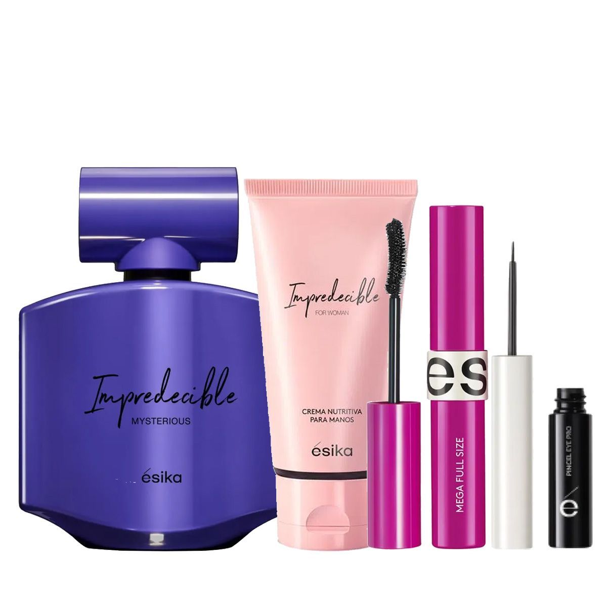 ESIKA - Impredecible Mysterious Perfume de Mujer con Crema Manos Rimel y Delineador de Ojos