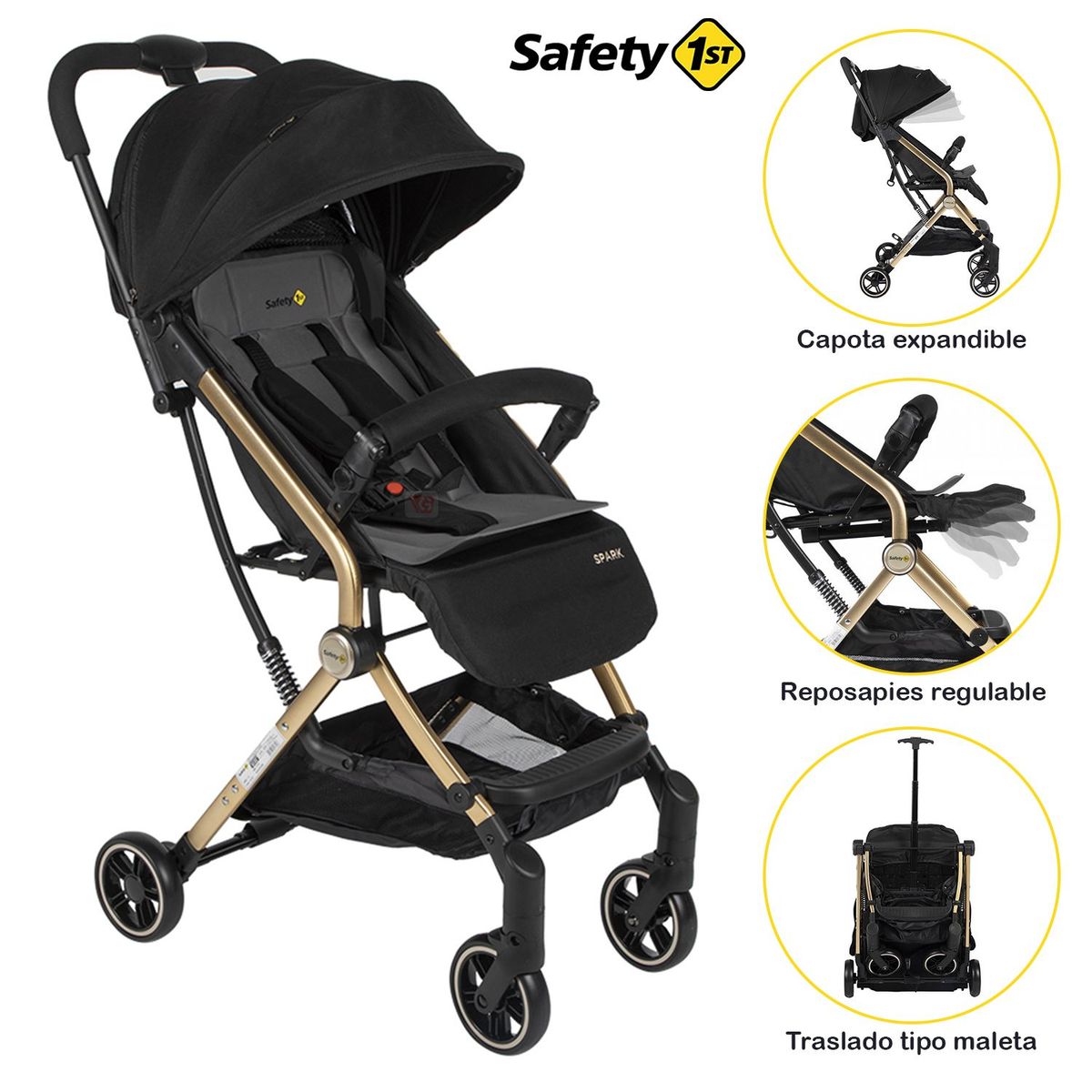 SAFETY 1ST - Coche de Paseo Compacto Spark BlackGold