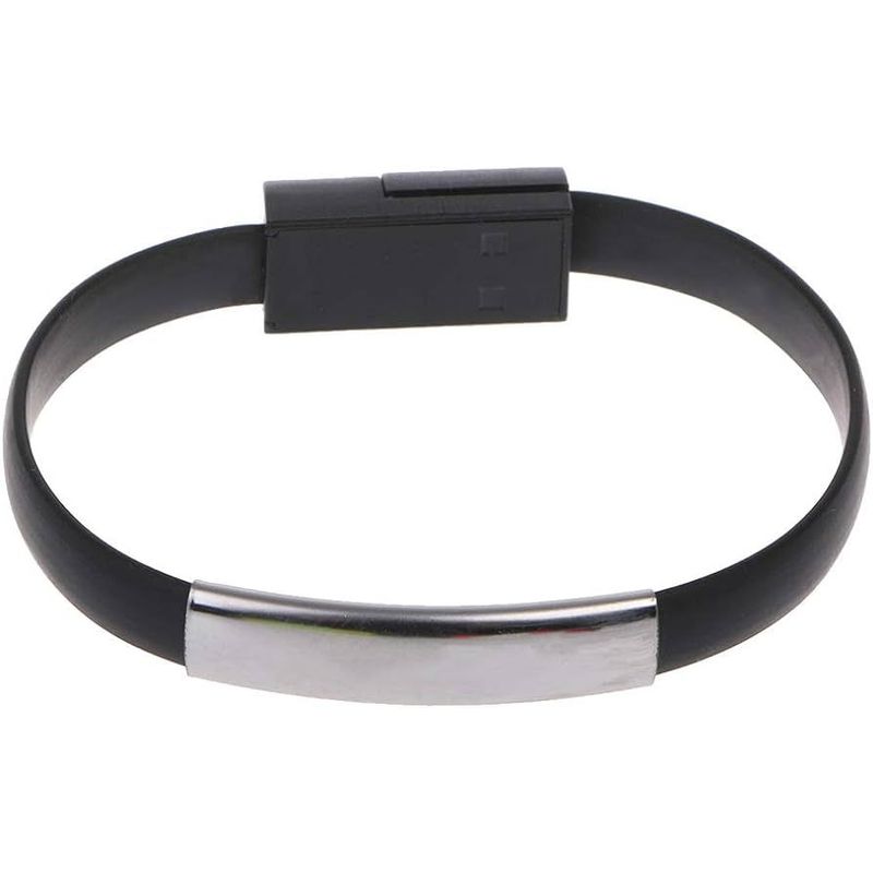 GENERICO - Cable pulsera conector universal usb/iphone 5 de silicona NEGRO