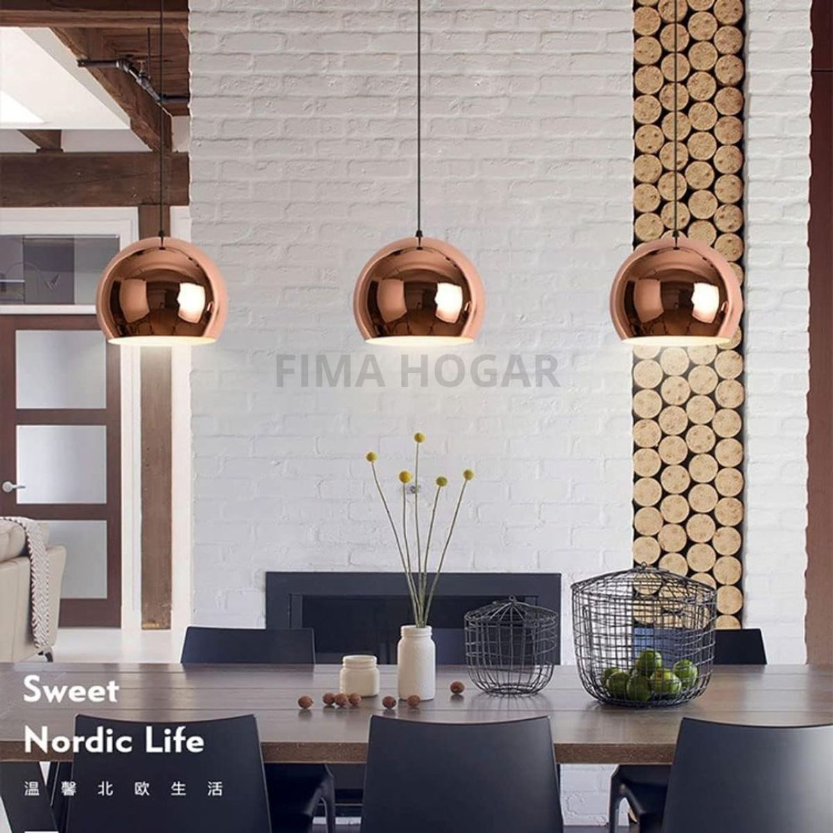 GENERICO - Lámpara colgante de oro rosa