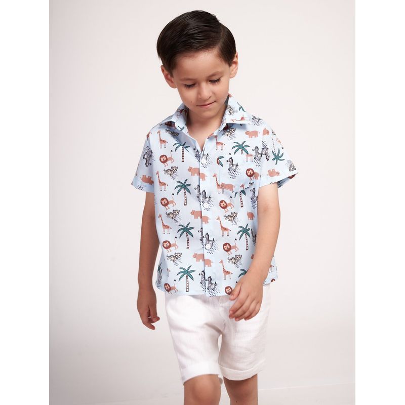 GENERICO - Camisa tropical celeste
