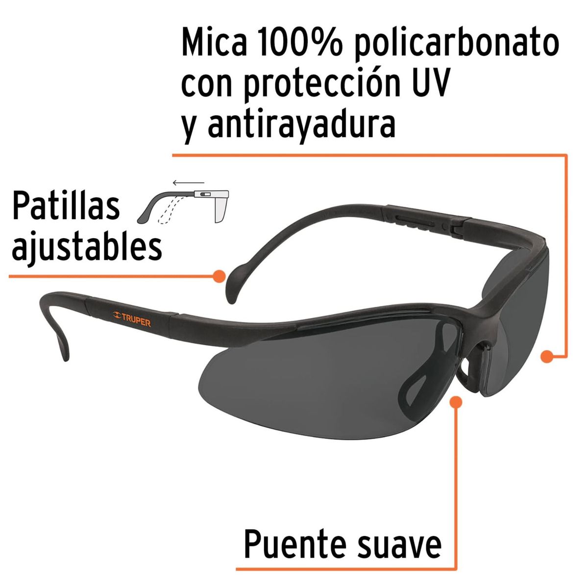 TRUPER - LENTES DE SOL LENTES DE SEGURIDAD AJUSTABLES TRUPER VISION